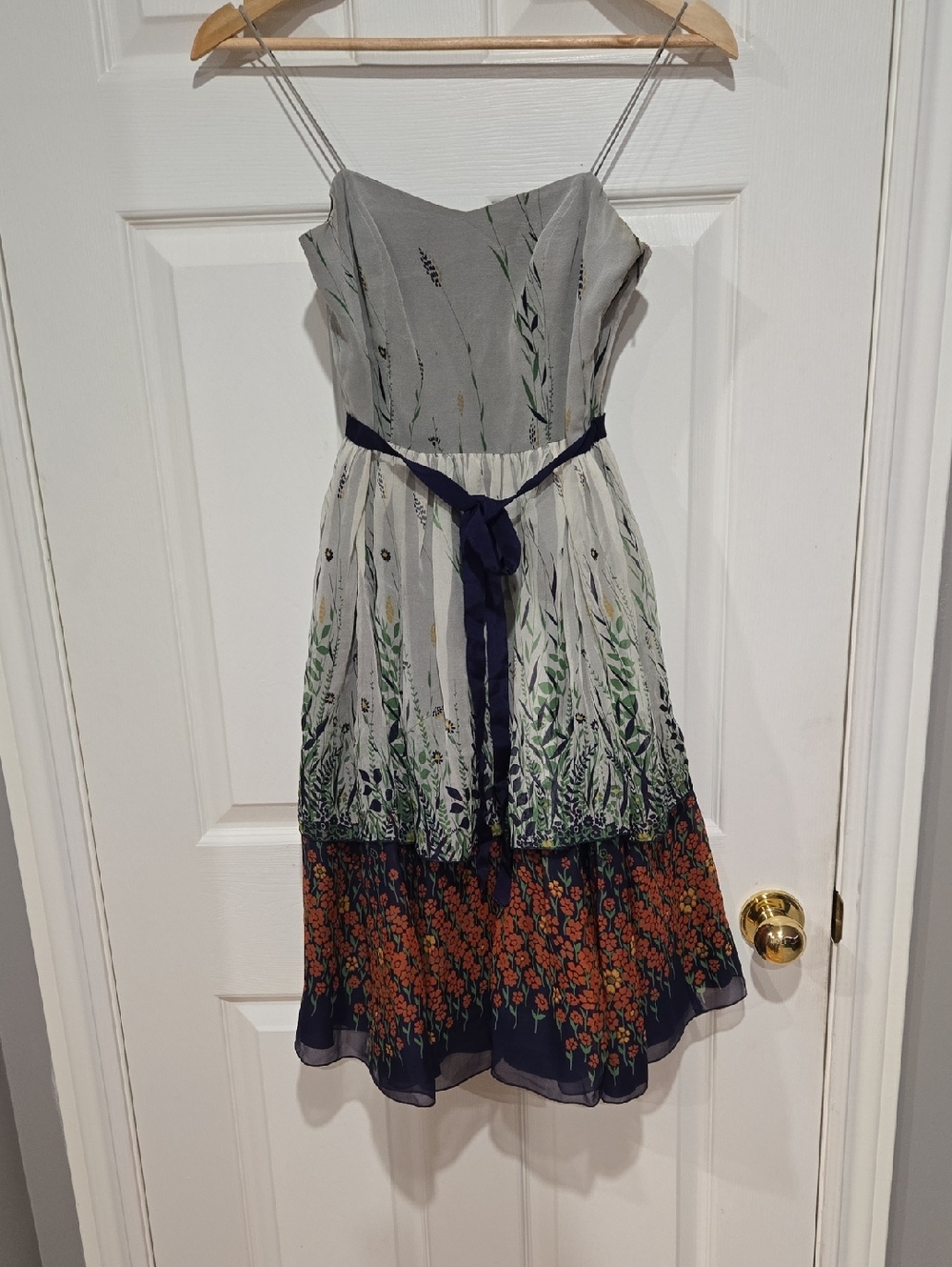 Anna Sui Endless Field Floral Tierd Silk Dress Size 0 By Anthropologie